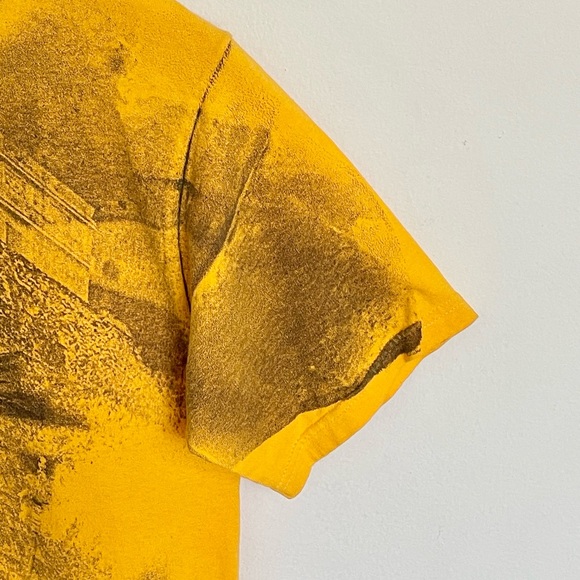 Vintage Y2K Sacbe Chichen Itza Mayan Shaman All Over Yellow T Shirt Adult S - Picture 6 of 10